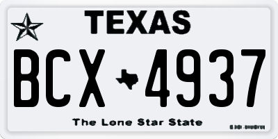 TX license plate BCX4937