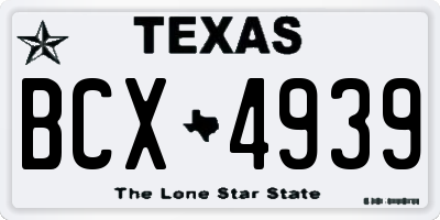 TX license plate BCX4939