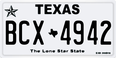 TX license plate BCX4942