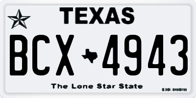 TX license plate BCX4943