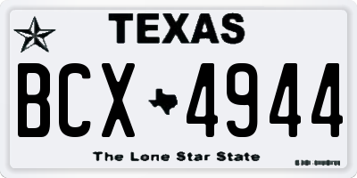 TX license plate BCX4944