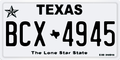 TX license plate BCX4945
