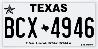 TX license plate BCX4946