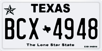 TX license plate BCX4948