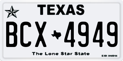 TX license plate BCX4949