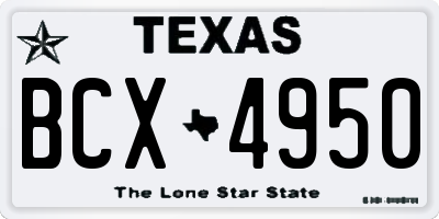 TX license plate BCX4950