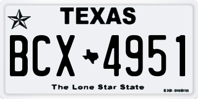TX license plate BCX4951