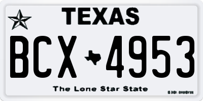 TX license plate BCX4953