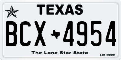 TX license plate BCX4954