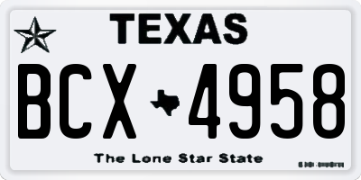 TX license plate BCX4958