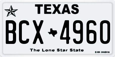 TX license plate BCX4960