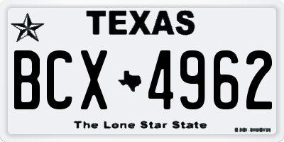 TX license plate BCX4962