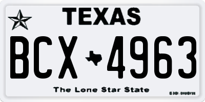 TX license plate BCX4963