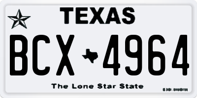 TX license plate BCX4964