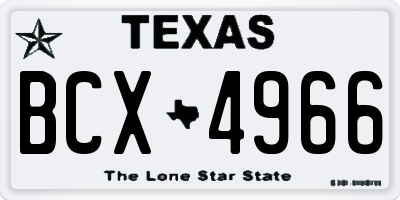 TX license plate BCX4966