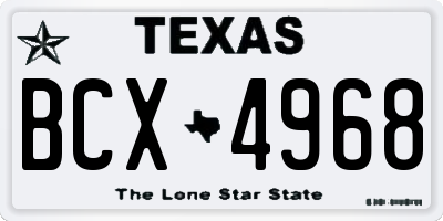 TX license plate BCX4968