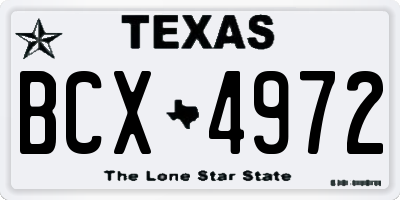 TX license plate BCX4972