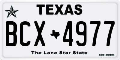 TX license plate BCX4977