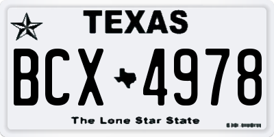 TX license plate BCX4978