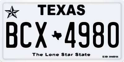 TX license plate BCX4980