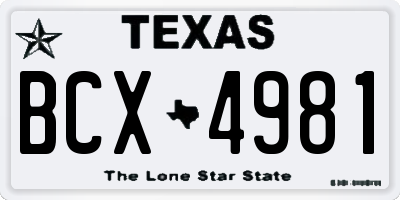 TX license plate BCX4981