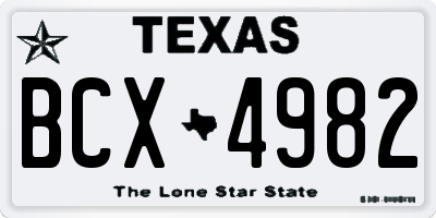 TX license plate BCX4982