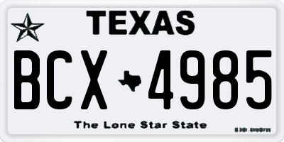 TX license plate BCX4985