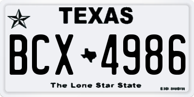 TX license plate BCX4986