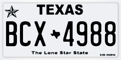 TX license plate BCX4988