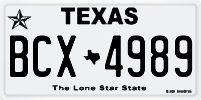 TX license plate BCX4989