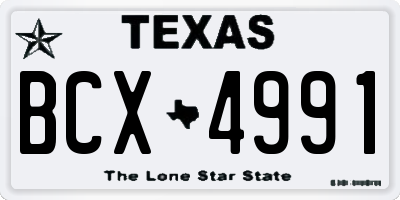 TX license plate BCX4991
