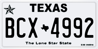 TX license plate BCX4992