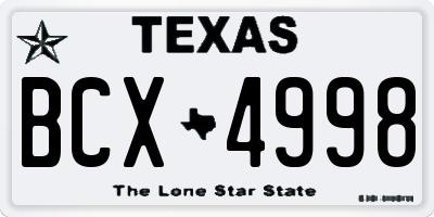 TX license plate BCX4998