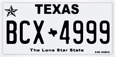 TX license plate BCX4999
