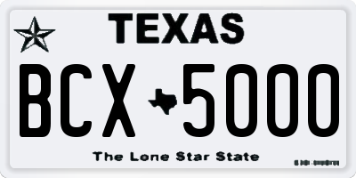 TX license plate BCX5000