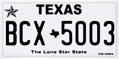TX license plate BCX5003