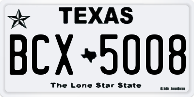 TX license plate BCX5008