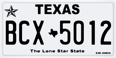 TX license plate BCX5012