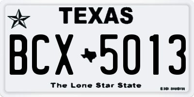 TX license plate BCX5013
