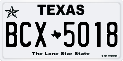 TX license plate BCX5018