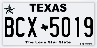 TX license plate BCX5019