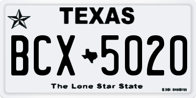 TX license plate BCX5020