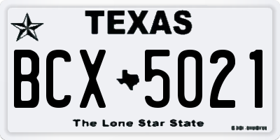 TX license plate BCX5021