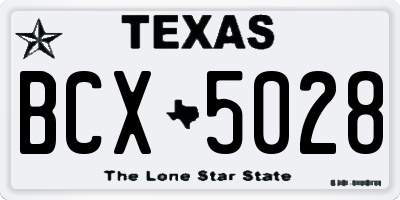 TX license plate BCX5028