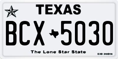 TX license plate BCX5030