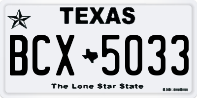 TX license plate BCX5033