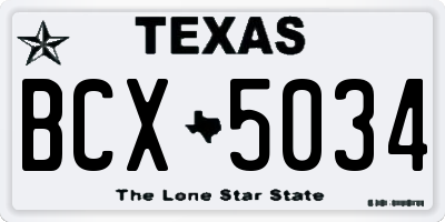 TX license plate BCX5034