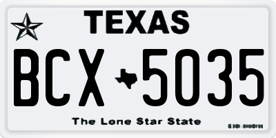 TX license plate BCX5035