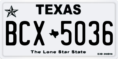 TX license plate BCX5036
