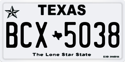 TX license plate BCX5038